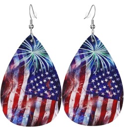 Ethnic floral Earrings for Women Girls Trendy Leather Dangle Teardrop Eardrop American Flag Leather Earring2 $11.87 Earrings