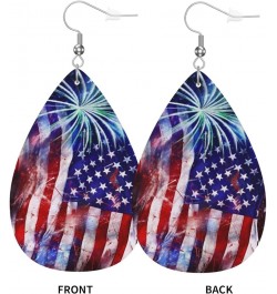 Ethnic floral Earrings for Women Girls Trendy Leather Dangle Teardrop Eardrop American Flag Leather Earring2 $11.87 Earrings