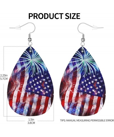 Ethnic floral Earrings for Women Girls Trendy Leather Dangle Teardrop Eardrop American Flag Leather Earring2 $11.87 Earrings