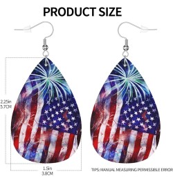 Ethnic floral Earrings for Women Girls Trendy Leather Dangle Teardrop Eardrop American Flag Leather Earring2 $11.87 Earrings