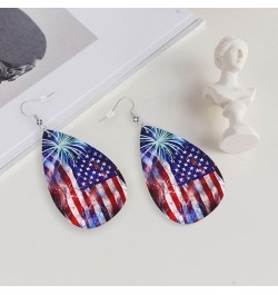 Ethnic floral Earrings for Women Girls Trendy Leather Dangle Teardrop Eardrop American Flag Leather Earring2 $11.87 Earrings