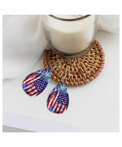 Ethnic floral Earrings for Women Girls Trendy Leather Dangle Teardrop Eardrop American Flag Leather Earring2 $11.87 Earrings