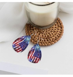 Ethnic floral Earrings for Women Girls Trendy Leather Dangle Teardrop Eardrop American Flag Leather Earring2 $11.87 Earrings