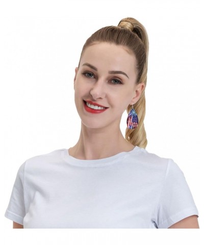 Ethnic floral Earrings for Women Girls Trendy Leather Dangle Teardrop Eardrop American Flag Leather Earring2 $11.87 Earrings