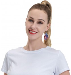 Ethnic floral Earrings for Women Girls Trendy Leather Dangle Teardrop Eardrop American Flag Leather Earring2 $11.87 Earrings