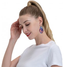 Ethnic floral Earrings for Women Girls Trendy Leather Dangle Teardrop Eardrop American Flag Leather Earring2 $11.87 Earrings