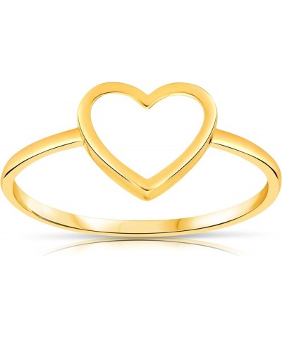 Solid 14k Yellow Gold Polished Plain Minimalist Finger Layering Stacking Ring for Woman and Teens Heart $41.58 Rings