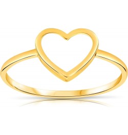 Solid 14k Yellow Gold Polished Plain Minimalist Finger Layering Stacking Ring for Woman and Teens Heart $41.58 Rings