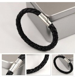 Simple Unisex Leather Braided Bracelet,Silver Black Leather Cord Bracelet, Black Leather Cord Chain Braid Bracelet,Leather Ro...