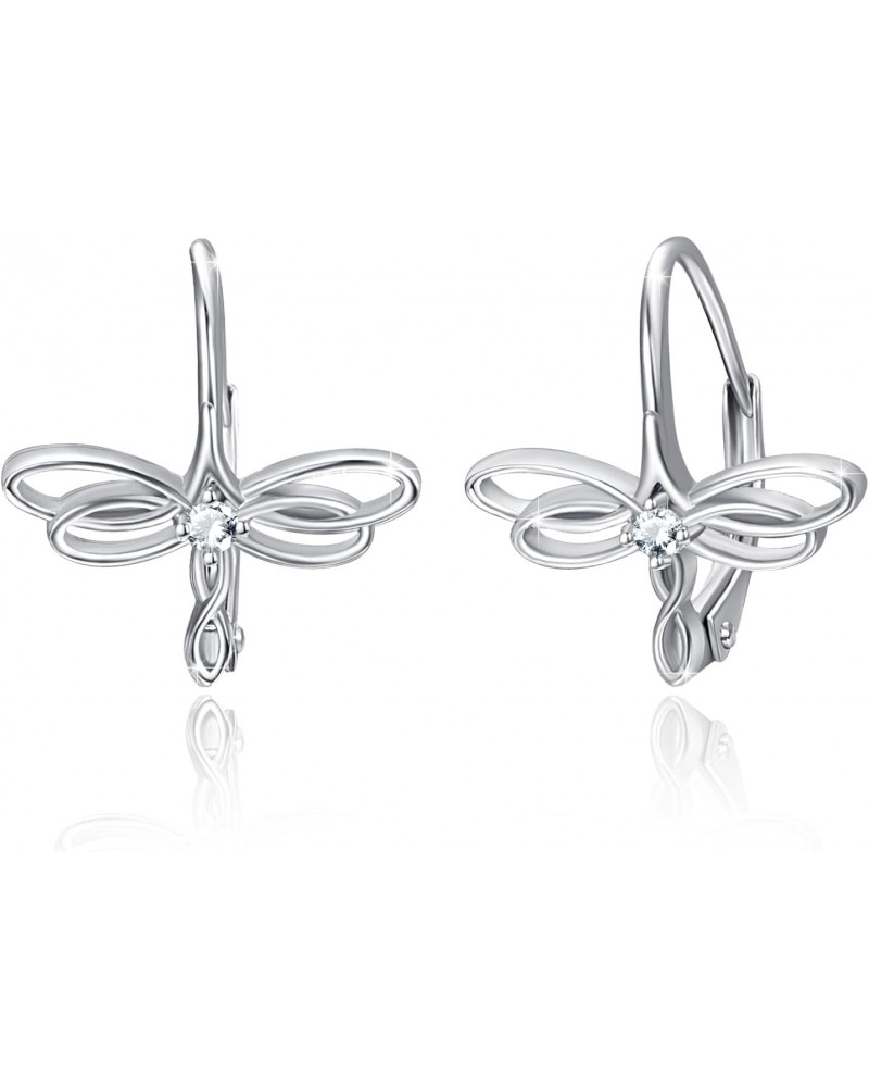 Dragonfly Earrings 925 Sterling Silver Small Dragonfly Leverback Cute Dangle Hoop Earrings Dragonfly Jewelry Gifts for Women ...