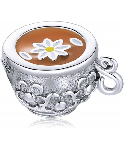 Coffee Charm 925 Sterling Silver Hot Chocolate Charm Ice Cream Charm Drink Charm for Pandora Charm Bracelet Tea Cup $8.61 Bra...