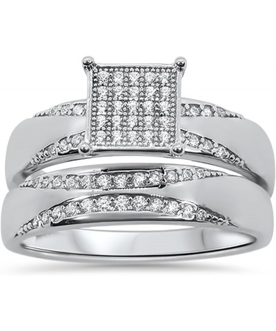 His and Hers Wedding Ring Set TRIO Matching Sterling Silver Rings for Him Her Sizes Her 06- His 13 $40.95 Sets