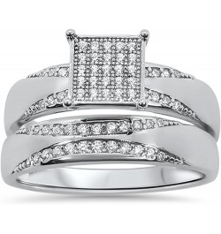 His and Hers Wedding Ring Set TRIO Matching Sterling Silver Rings for Him Her Sizes Her 06- His 13 $40.95 Sets