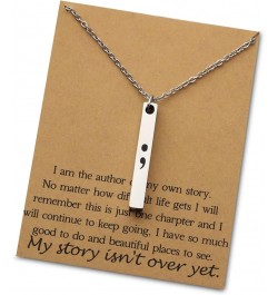 Semicolon Bar Necklace My Story Isn't Over Yet Mental Health Awareness Jewelry Gift With Greeting Card semicolon card necklac...