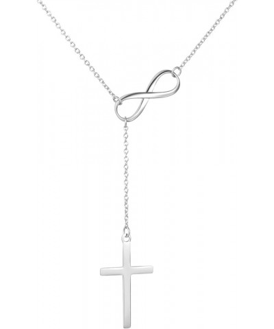 Infinity Cross Pendant Y Necklace Lariat Style | .925 Sterling Silver | 3 Finishes Available rhodium-flashed-silver $11.86 Ne...