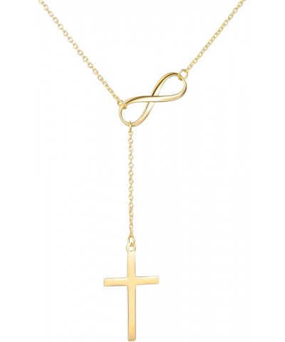 Infinity Cross Pendant Y Necklace Lariat Style | .925 Sterling Silver | 3 Finishes Available rhodium-flashed-silver $11.86 Ne...