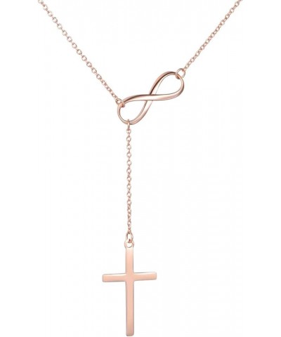 Infinity Cross Pendant Y Necklace Lariat Style | .925 Sterling Silver | 3 Finishes Available rhodium-flashed-silver $11.86 Ne...