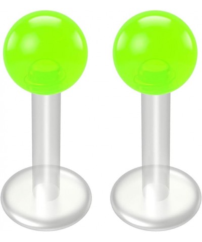 2pc Labret 14g Studs Flexible Bioplast Clear Plastic Bioflex Lip Monroe Piercing Jewelry 8mm (5/16) - Green $9.27 Body Jewelry