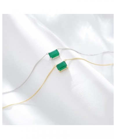 14K Gold Square Cut Emerald Necklaces for Women, A Vibrant Present for Mom White Gold $102.96 Necklaces