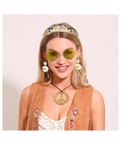 Hippie Costume Accessories Sunglasses Peace Sign Necklace Boho Retro Daisy Headband 60s 70s Hippie Accessorie Daisy Abba $10....