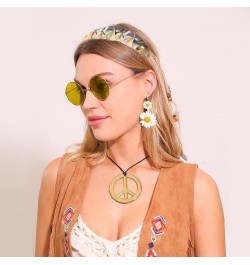 Hippie Costume Accessories Sunglasses Peace Sign Necklace Boho Retro Daisy Headband 60s 70s Hippie Accessorie Daisy Abba $10....