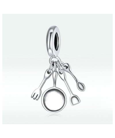 925 Sterling Silver Charm Scissors Charm Comb Charm Mirror Charm Pot Charm Spoon Charm Chef Charm Love Charm for Pandora Char...