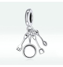 925 Sterling Silver Charm Scissors Charm Comb Charm Mirror Charm Pot Charm Spoon Charm Chef Charm Love Charm for Pandora Char...