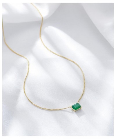 14K Gold Square Cut Emerald Necklaces for Women, A Vibrant Present for Mom White Gold $102.96 Necklaces