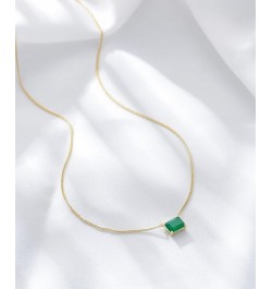 14K Gold Square Cut Emerald Necklaces for Women, A Vibrant Present for Mom White Gold $102.96 Necklaces