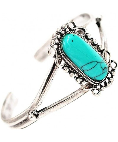 Bella Bangle Adjustable Vintage Silver Plated Turquoise Alloy Bracelet For Girl Women $7.01 Bracelets