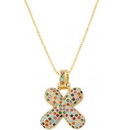 Colorful Bubble Letter Necklace, Cubic Zirconia Initial Necklace, Dainty Initial Necklace for Women X $10.19 Necklaces