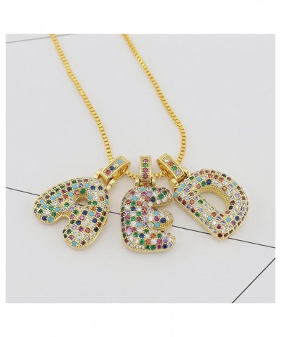 Colorful Bubble Letter Necklace, Cubic Zirconia Initial Necklace, Dainty Initial Necklace for Women X $10.19 Necklaces