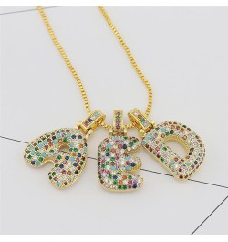 Colorful Bubble Letter Necklace, Cubic Zirconia Initial Necklace, Dainty Initial Necklace for Women X $10.19 Necklaces