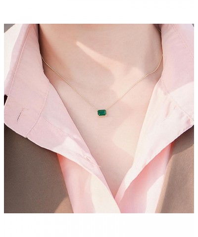 14K Gold Square Cut Emerald Necklaces for Women, A Vibrant Present for Mom White Gold $102.96 Necklaces