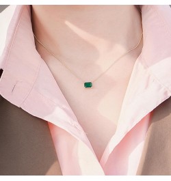 14K Gold Square Cut Emerald Necklaces for Women, A Vibrant Present for Mom White Gold $102.96 Necklaces