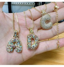 Colorful Bubble Letter Necklace, Cubic Zirconia Initial Necklace, Dainty Initial Necklace for Women X $10.19 Necklaces