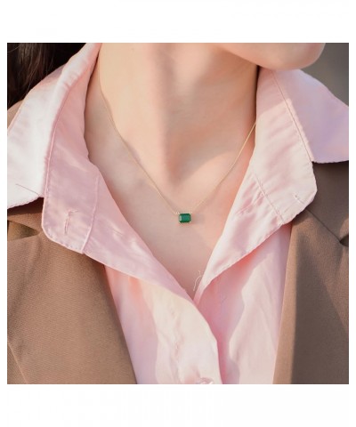 14K Gold Square Cut Emerald Necklaces for Women, A Vibrant Present for Mom White Gold $102.96 Necklaces