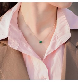 14K Gold Square Cut Emerald Necklaces for Women, A Vibrant Present for Mom White Gold $102.96 Necklaces