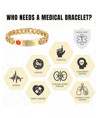 Medical Alert Bracelets for Men & Women with Free Engraving Stainless Steel Medical Bracelets Emergency Medical ID Bracelets ...