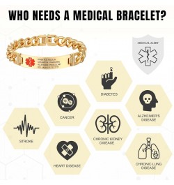 Medical Alert Bracelets for Men & Women with Free Engraving Stainless Steel Medical Bracelets Emergency Medical ID Bracelets ...