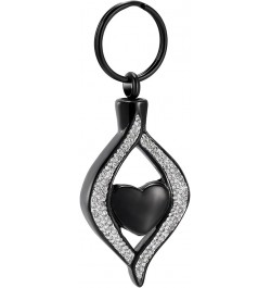 Cremation Jewelry for Ashes Holder Crystal Teardrop Heart Stainless Steel Keepsake Urn Pendant Memorial Keychain Black $11.43...