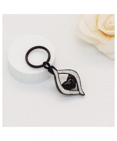 Cremation Jewelry for Ashes Holder Crystal Teardrop Heart Stainless Steel Keepsake Urn Pendant Memorial Keychain Black $11.43...