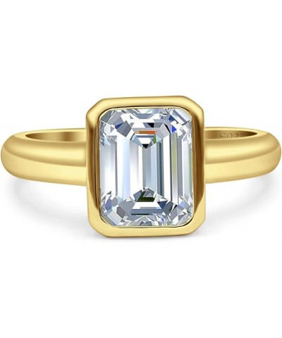 9mmX7mm Elongated Emerald Cut Beautiful Bezel Set Classic Anniversary Engagement Statement Ring Cubic Zirconia Stones 925 Ste...