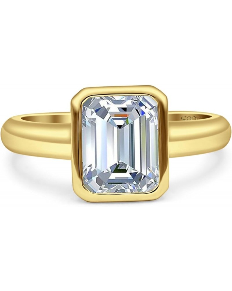 9mmX7mm Elongated Emerald Cut Beautiful Bezel Set Classic Anniversary Engagement Statement Ring Cubic Zirconia Stones 925 Ste...