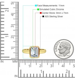 9mmX7mm Elongated Emerald Cut Beautiful Bezel Set Classic Anniversary Engagement Statement Ring Cubic Zirconia Stones 925 Ste...