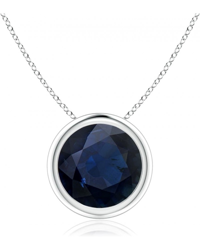 Natural Blue Sapphire Solitaire Pendant Necklace in 14K Solid Gold for Women, Girls with 18" Chain | September Birthstone Jew...