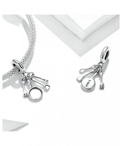 925 Sterling Silver Charm Scissors Charm Comb Charm Mirror Charm Pot Charm Spoon Charm Chef Charm Love Charm for Pandora Char...