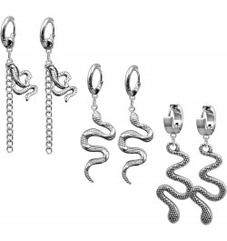 Stainless Steel Gothic Snake Earrings for Men, Punk Gothic Earrings Snake Huggie Hoop Earrings for Women Men Gothic Snake Jew...