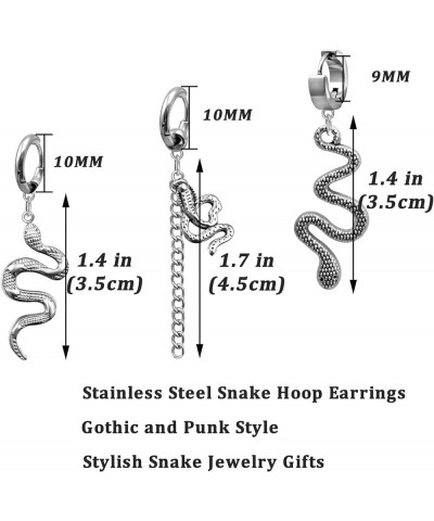 Stainless Steel Gothic Snake Earrings for Men, Punk Gothic Earrings Snake Huggie Hoop Earrings for Women Men Gothic Snake Jew...