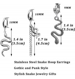 Stainless Steel Gothic Snake Earrings for Men, Punk Gothic Earrings Snake Huggie Hoop Earrings for Women Men Gothic Snake Jew...